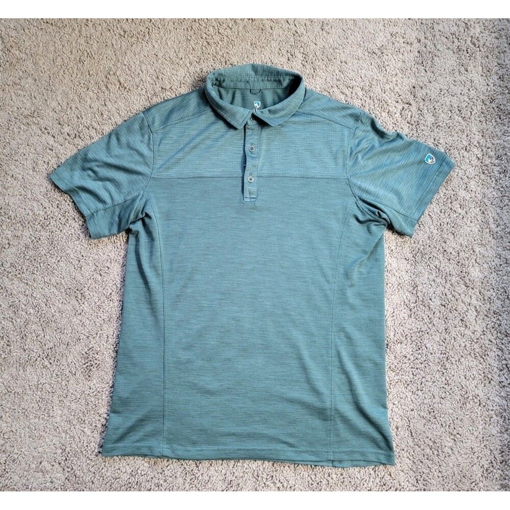Kuhl Engineered Polo Shirt Mens M Blue Cove Outdoor Performance Wicking Hiking